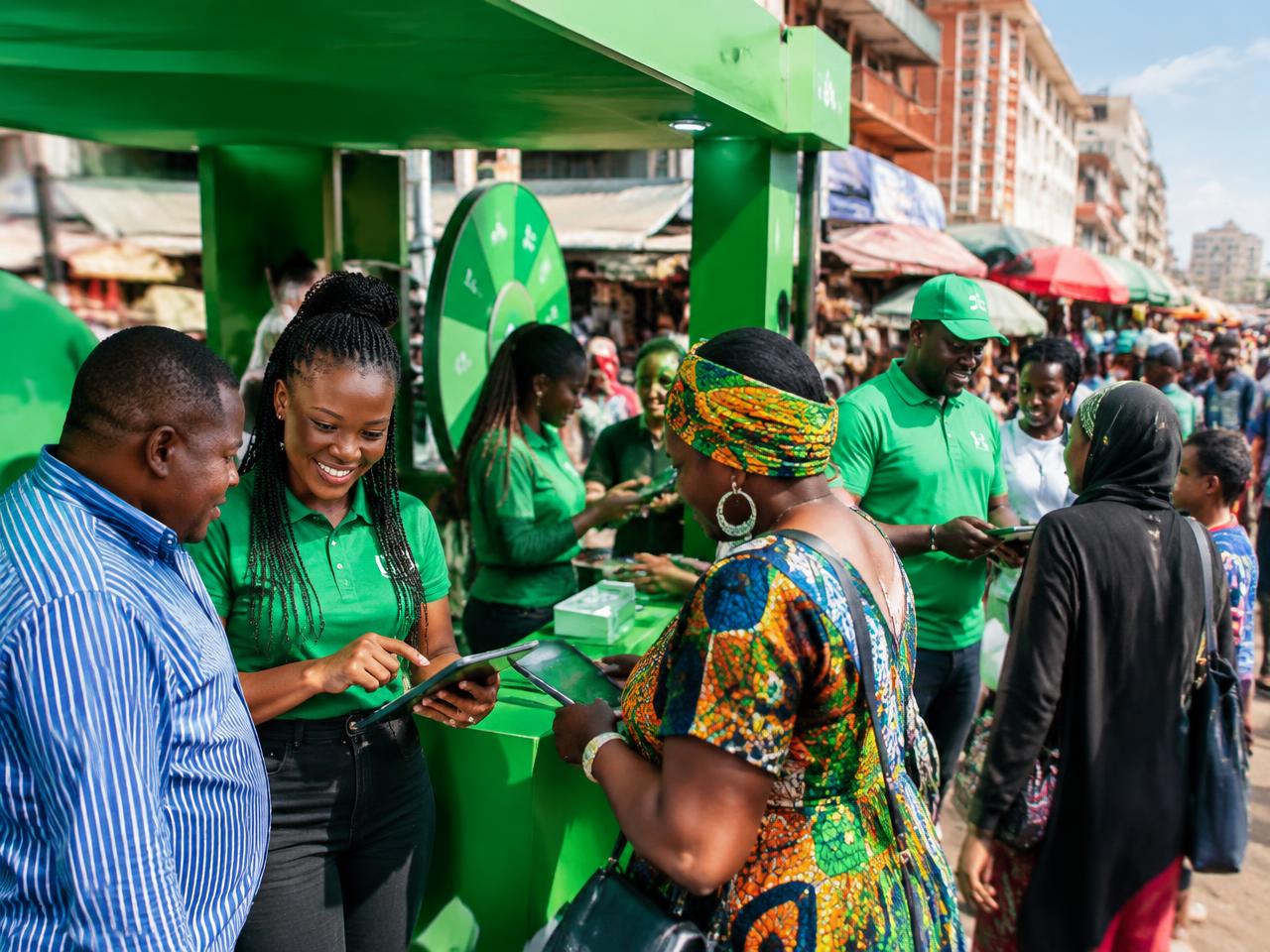 Optiflow promoters engaging shoppers at a branded street activation